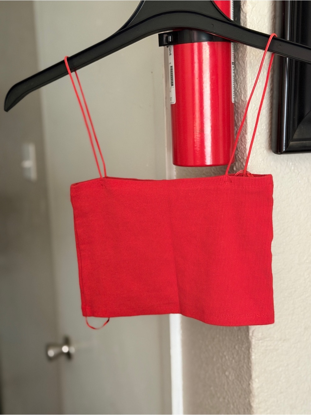 Zara Red Ribbed Cropped Camisole - Picture 6 of 6